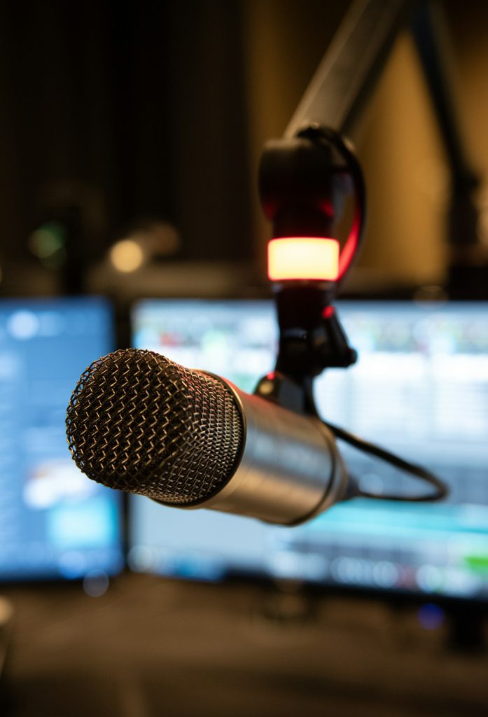Inside a community radio broadcasting studio